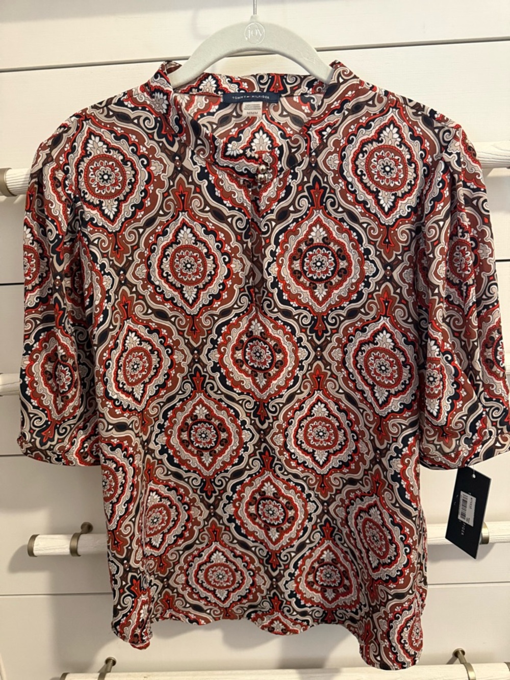 Tommy Hilfiger Red, Brown & Navy Medallion Print Top